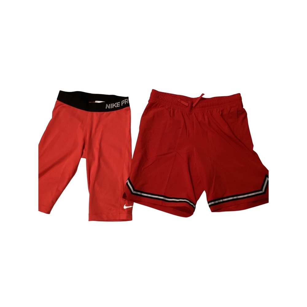 Boys Nike Pro Compression Shorts and All In Motion Basketball Shorts Red Bundle